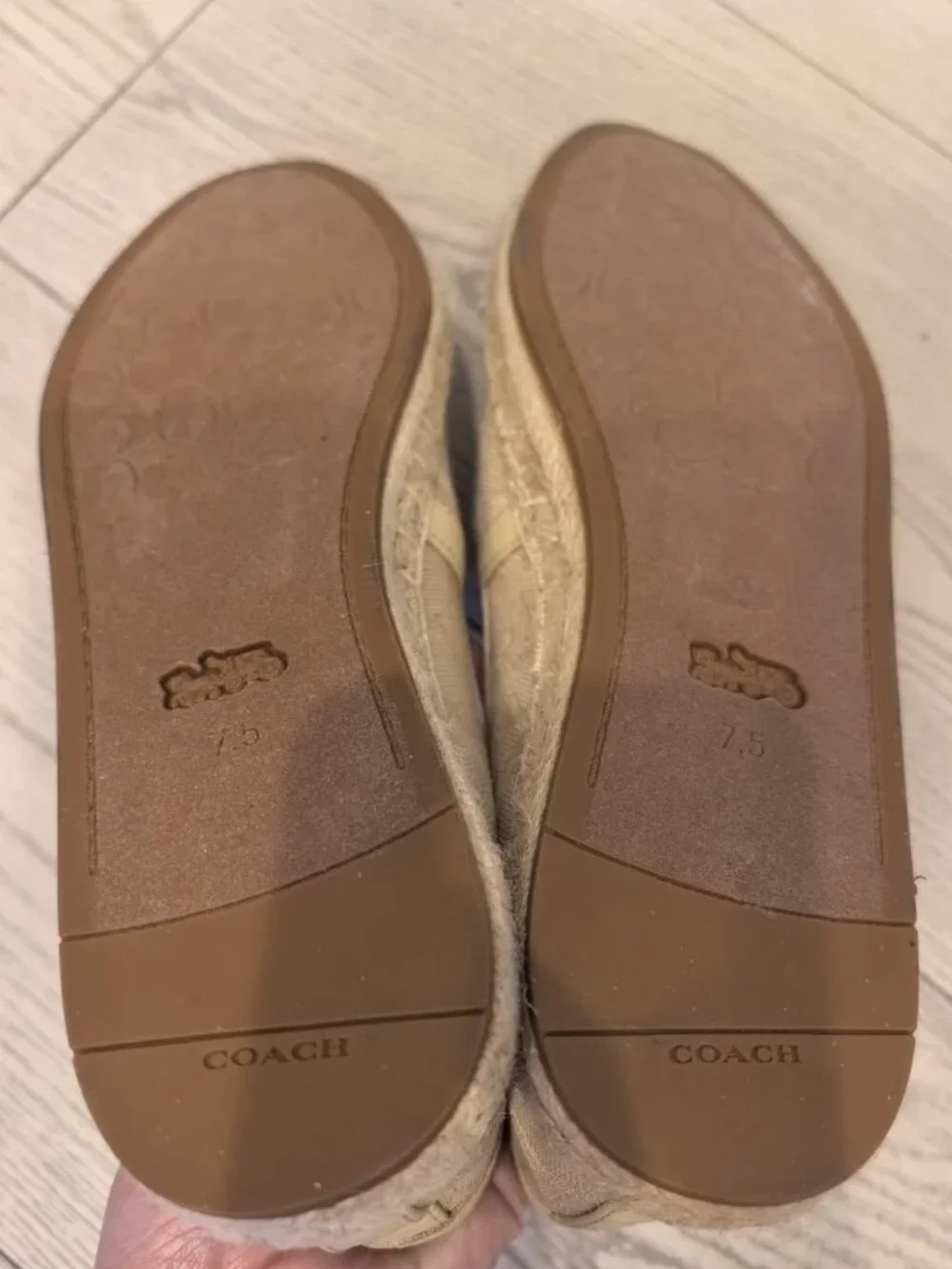 BNWT Coach Collins Signature Canvas Espadrille Slip On Flats Khaki Tan Size 7.5